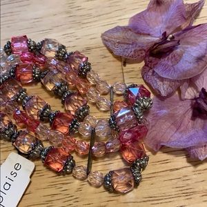 Carol Dauplaise PinkSilver Beaded Bracelet